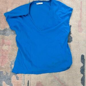 Zara Vibrant Blue V-Neck Top